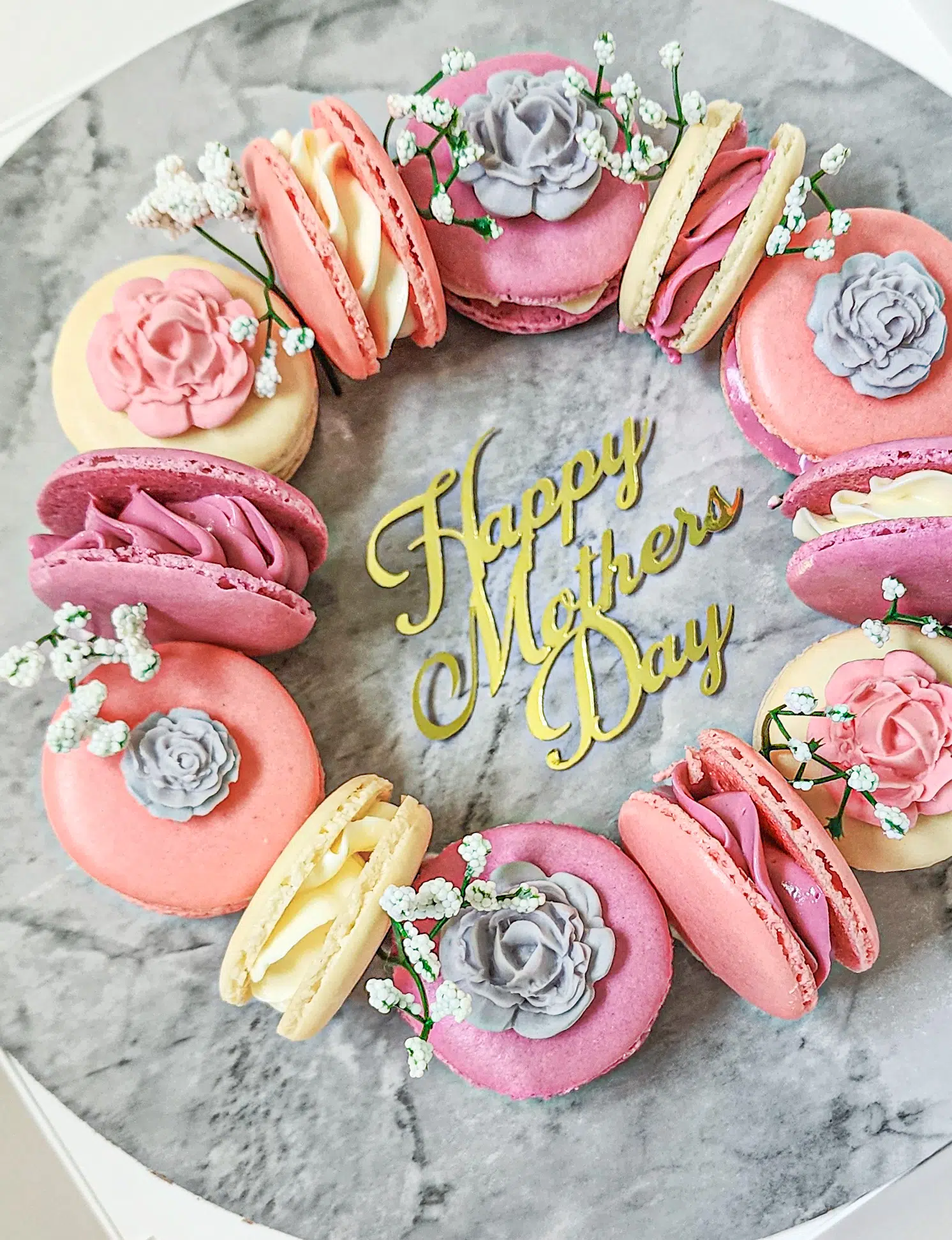 Mothers Day Macaron Wreath