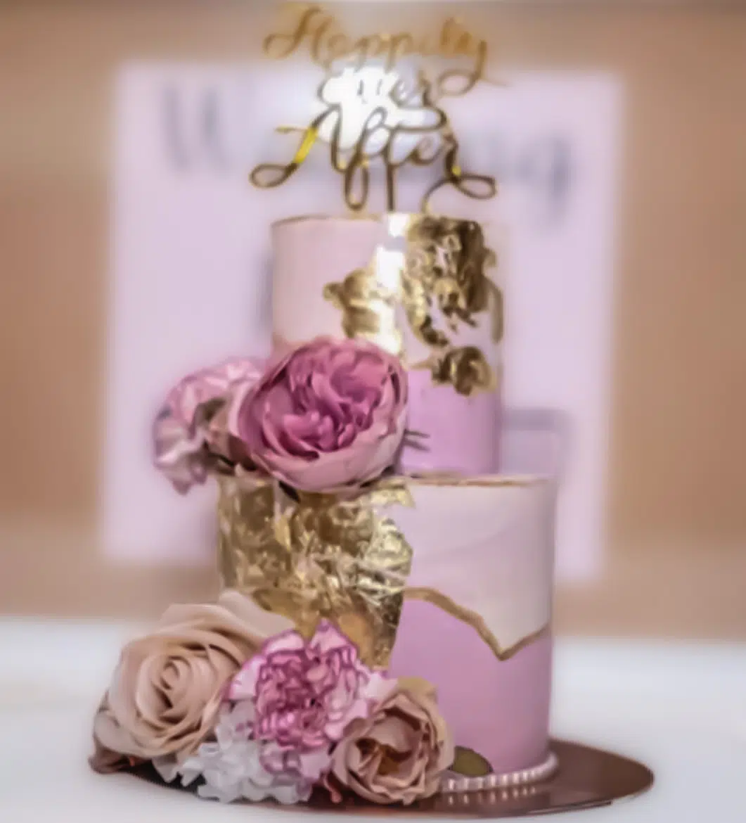 Two Tier Pink Wedding Cake