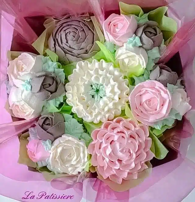White Grey & Pink Floral Cupcakes